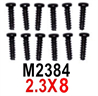 MJX Hyper Go 16208 Screws Parts M2384 Pan Head screws with flat tail.2.3X9.Total 12pcs.